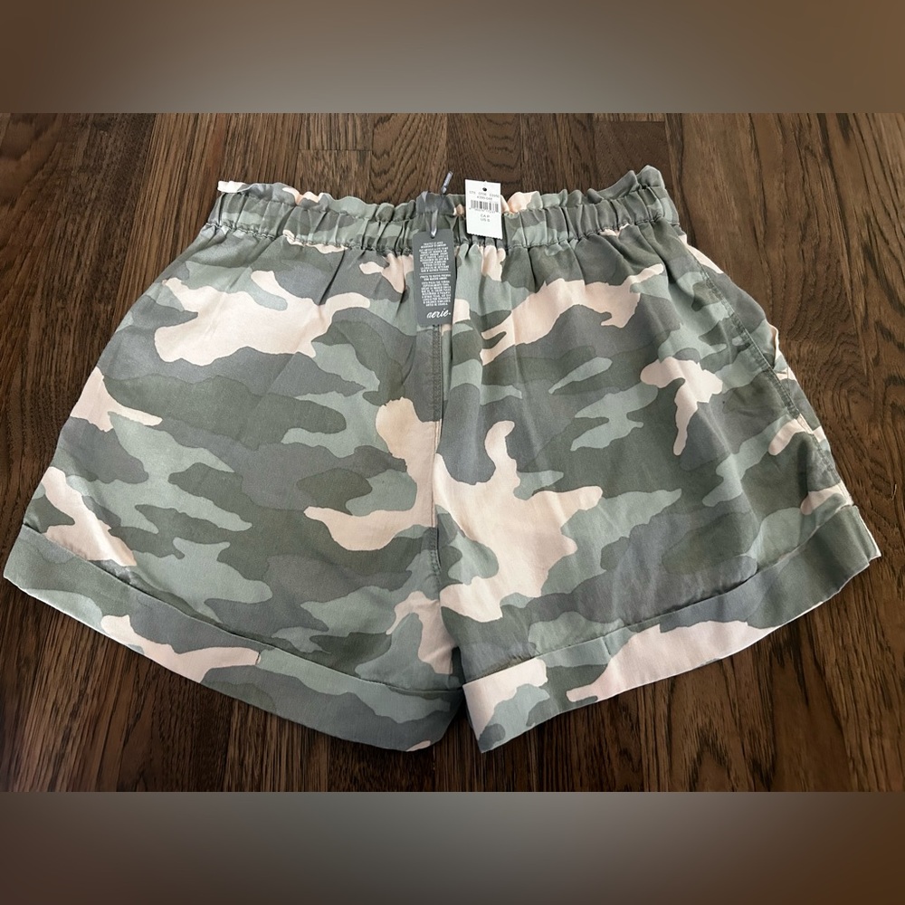 Aerie Camo Print Ruffle Top Shorts NWT